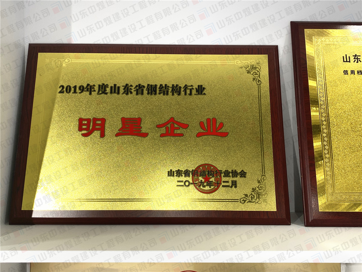 2019年度山東省鋼結構行業(yè)明星企業(yè)